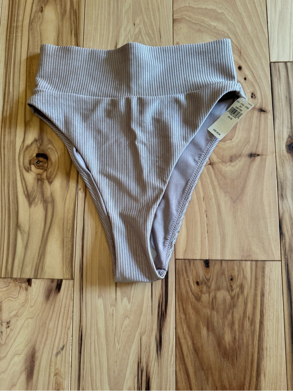 aerie Ribbed High-Waist Bikini Bottoms in Light Taupe